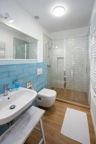 A 4 fürdőszoba egyike (a többi is hasonló stílusban készült)